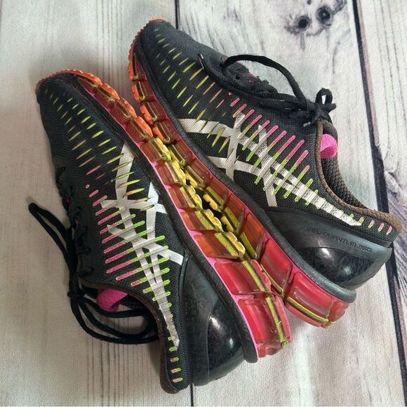 Asics Gel Quantum 360 Athletic Running Shoes Women Sz 8 T5J6N Purple Pink Neon - Picture 5 of 8